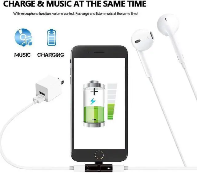Alt view image 2 of 7 - 2-IN-1 Lightning Splitter HD Audio + Voice Call + Charging Adapter - Black