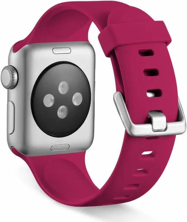 Alt view image 2 of 7 - Aluminum Buckle Silicone Band Strap for Apple Watch 49mm / 45mm / 44mm / 42mm - Red