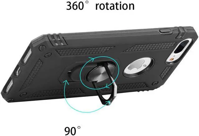 Alt view image 6 of 7 - Armor Ring Finger Loop Hybrid Case for iPhone 8 Plus / 7 Plus / 6S Plus / 6 Plus - Black