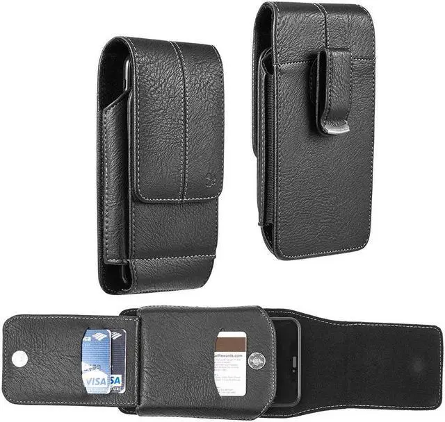 Main image of Xtra Series Premium Vertical Leather Pouch Case (6.5 inch & Above Screen Size) - Black
