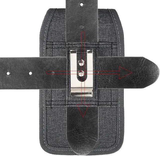 Alt view image 6 of 7 - Premium All-Weather Fabric Vertical Hip Pouch Phone Case with Carabiner Clip (6.5 inch & Above Screen Size) - Black