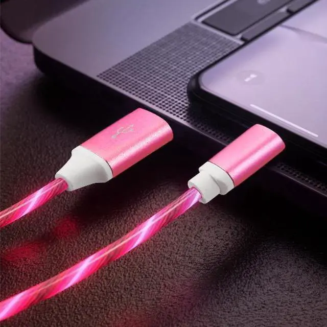 Alt view image 3 of 7 - Flowing LED Lights USB-C (Type-C) Charge and Sync Cable - Pink