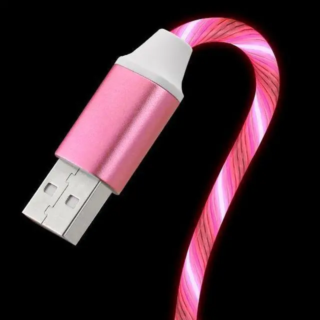 Alt view image 4 of 7 - Flowing LED Lights USB-C (Type-C) Charge and Sync Cable - Pink