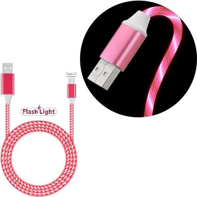 Main image of Flowing LED Lights USB-C (Type-C) Charge and Sync Cable - Pink