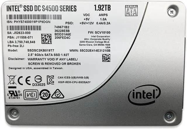 Alt view image 9 of 10 - Intel D3-S4510 1.92TB 3D TLC SATA 6Gb/s 2.5" Data Center SSD (SSDSC2KB019T801)
