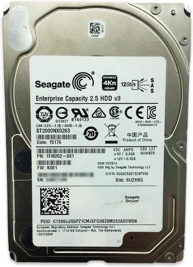 Alt view image 4 of 7 - Seagate 2TB Enterprise Capacity 2.5" 7200RPM SAS 12Gb/s 128MB Cache Internal Hard Disk Drive Model ST2000NX0263