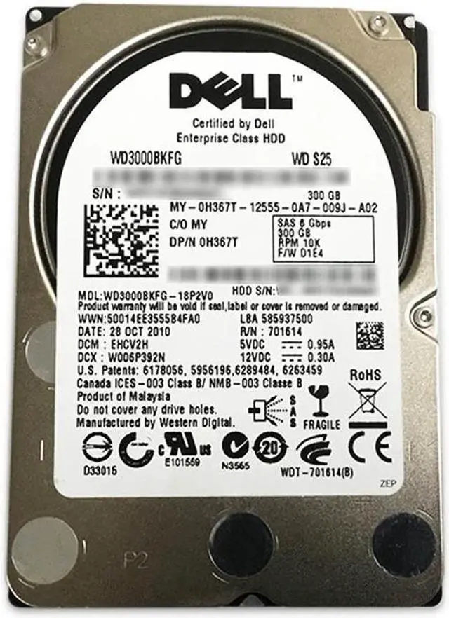 Alt view image 3 of 4 - Dell H367T 300GB 10000 RPM SAS 6Gb/s 2.5" Internal Notebook Hard Drive