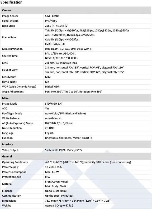 Alt view image 2 of 3 - LTS CMHR9252N-28FN HD 4in1 TVI/AHD/CVI/CVBS 5MP 2.8mm Lens 131ft IR Bullet Camera