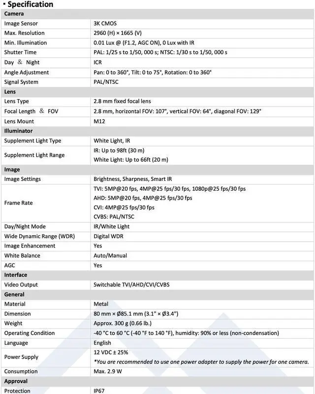 Alt view image 2 of 3 - LTS Platinum CMHT2152-28LFA TVI 5MP 2.8mm 4in1 Audio On Coax Dual-Light Turret Dome Camera LTCMHT2152-28LFA