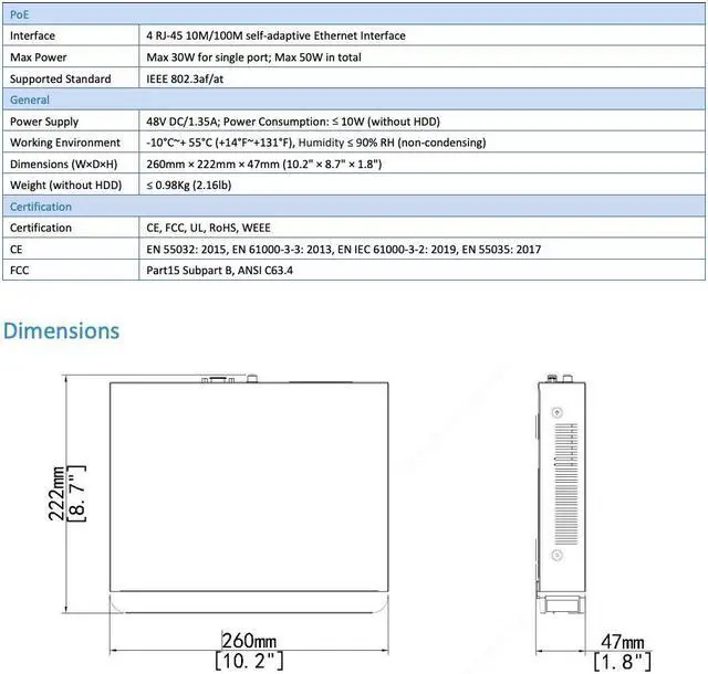 Alt view image 3 of 3 - LTS VSN8104-P4 Pro-VS NDAA IP 4CH 4 PoE Built-In 4K 80Mbps Upto 8MP Recording 1 SATA NVR