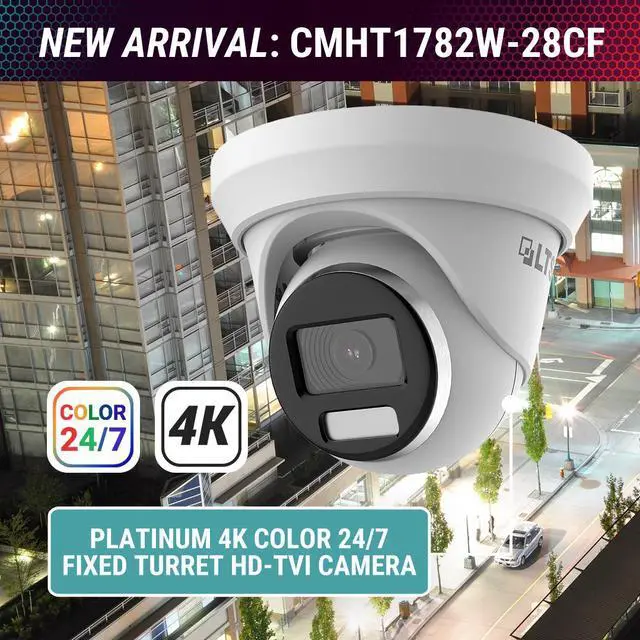 Alt view image 2 of 5 - LTS Platinum CMHT1782W-28CF HD-TVI 8MP/4K 247 Full Color 2.8mm WDR 131ft LED Turret Camera LTCMHT1782W-28CF