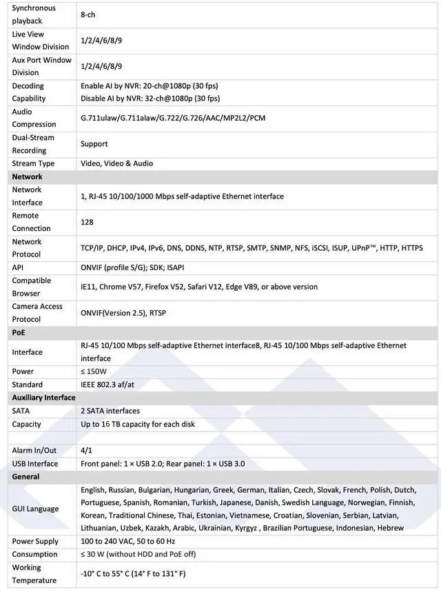 Alt view image 5 of 7 - LTS Platinum LTN8608D-P8N IP 8CH 8K 8 PoE Upto 32MP 80Mbps Direct Search Deep Learning NVR LTN8608-P8N, LTN8608-P8, LTN8608D-P8