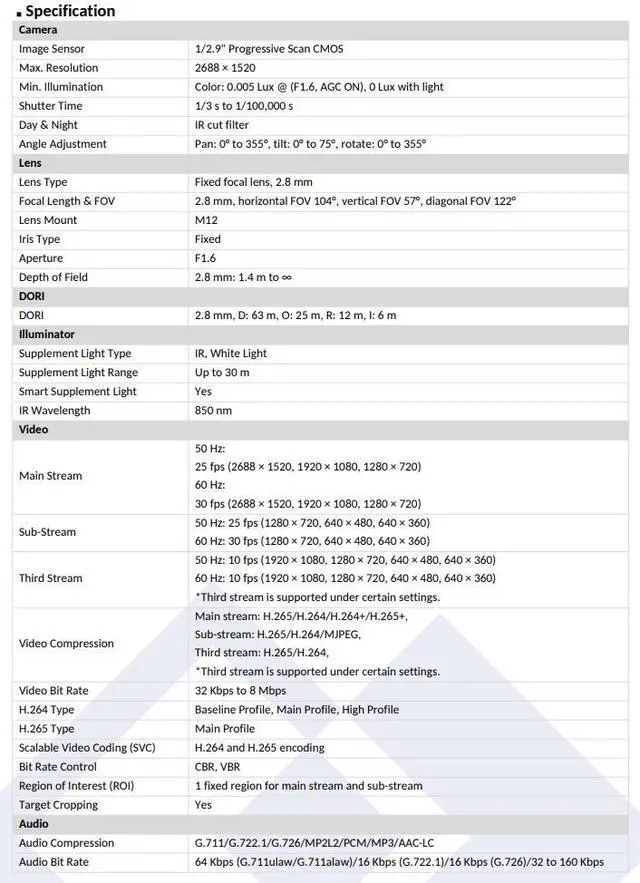 Alt view image 3 of 7 - LTS Platinum CMIP7342WI-28MDA IP 4MP Smart Hybrid Light LED Mic Ai WDR Vandal Dome Camera LTCMIP7342WI-28MDA, CMIP7342W-28MDA, CMIP7342W-28M