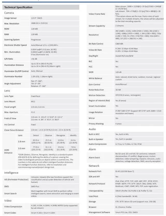Alt view image 3 of 5 - ENS Diamond HNC3I349TM-IRASPV-28 IP 4MP 2.8mm Color Active Deterrence WDR Mic Speaker Camera