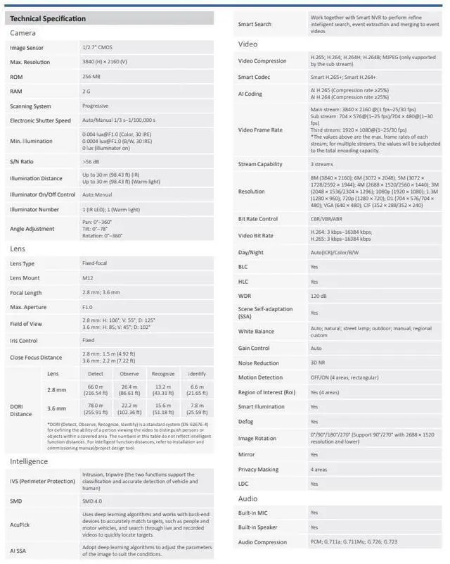 Alt view image 3 of 5 - ENS Diamond HNC3I389H-IRASPV/28-S5 IP 8MP/4K 2.8mm 98ft RB Strobe Light Mic/Speaker Camera