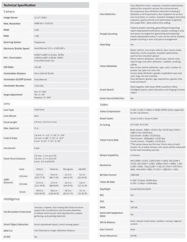 Alt view image 3 of 6 - ENS Diamond HNC5I342TM-IRASE-28-S3 IP 4MP/30fps 2.8mm 164ft IR WDR Mic Turret Dome Camera