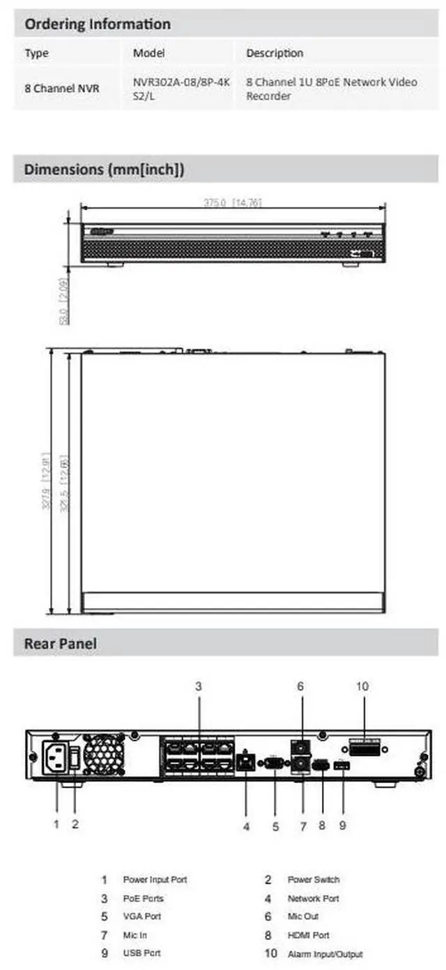 Alt view image 4 of 5 - ENS Diamond NVR302A-08/8P-4KS2/L 8CH IP 8MP/30fps 160/64 Mbps 8 Port PoE HDMI 4K 2 SATA NVR