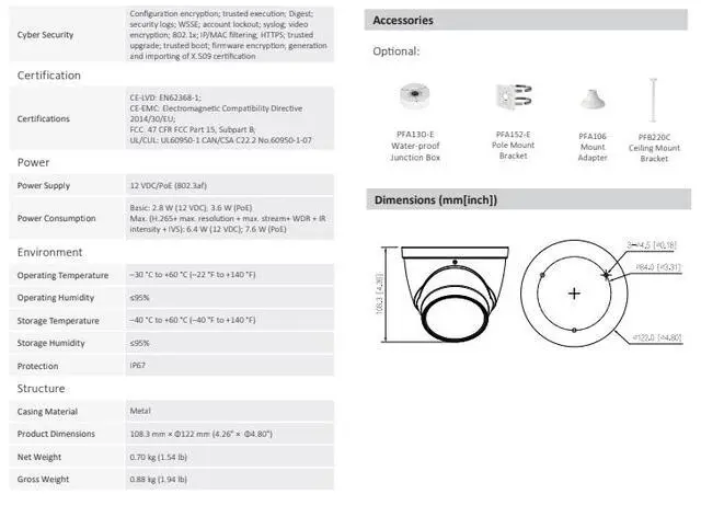 Alt view image 4 of 5 - ENS Diamond HNC3IV381T-IR-ZAS IP 8MP/4K 2.7-13.5mm Motorized 131ft IR with Mic WDR Camera