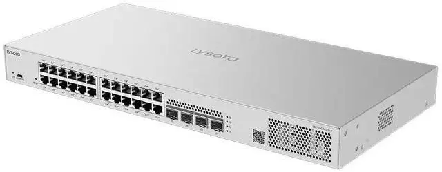 Main image of Lysora LS2-24GT4SFP-P 24-Port Gigabit PoE Switch, 370W PoE+ Budget, L2 Managed, 4 SFP Uplinks, 19" Rack Mount, Security Camera Network