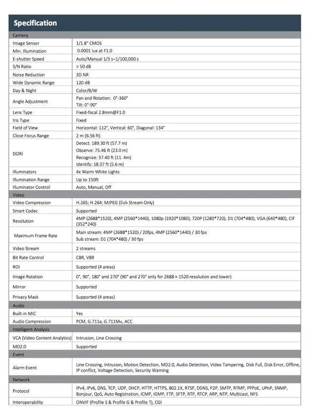 Alt view image 4 of 6 - LTS Pro-X LXIP9C42W-28AISP IP 4MP AI ISP 2.8mm Full-Color Night Vision PoE NDAA Bullet Camera