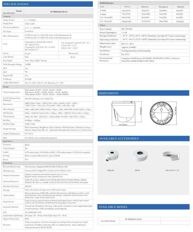 Alt view image 3 of 4 - ENS Titanium IP-5IRD4S45-28-PA 4MP Active Deterrence Turret IP Camera, Dual Illumination IR + White Light 130ft, Red/Blue Strobe, Two-Way Audio Siren, 120dB WDR, IP66, PoE