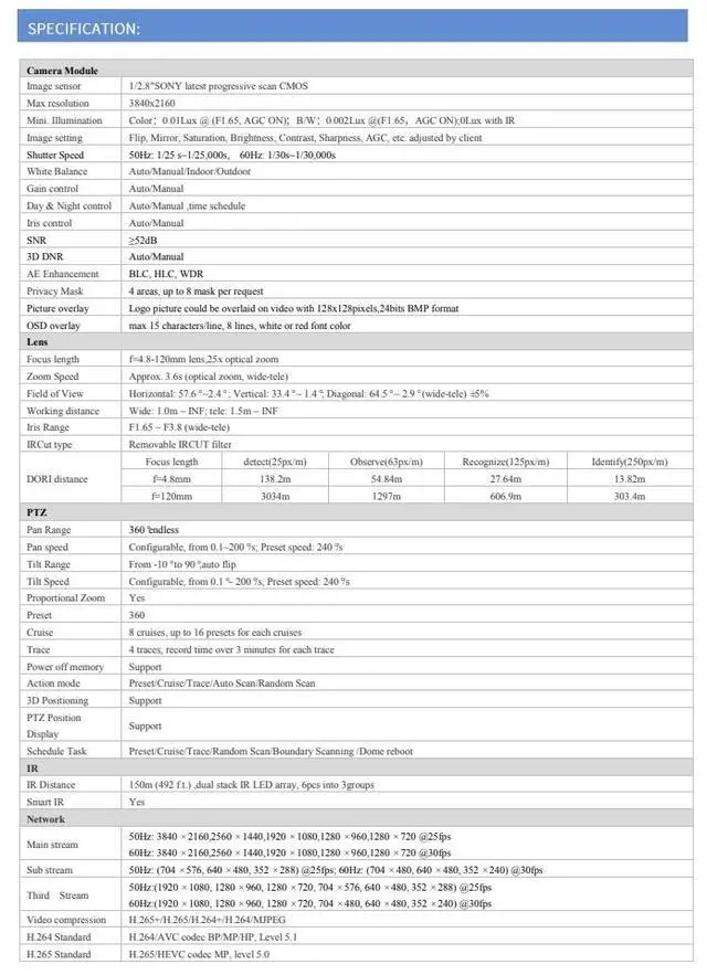 Alt view image 3 of 6 - ENS Titanium IP-5PT8ISN27-25X-2 8MP 4K PTZ Camera, 25x Optical Zoom, Sony Sensor, 492ft Smart IR, AI Auto Tracking, Human/Vehicle Detection, Heater & Fan, IP66 IK10, PoE+