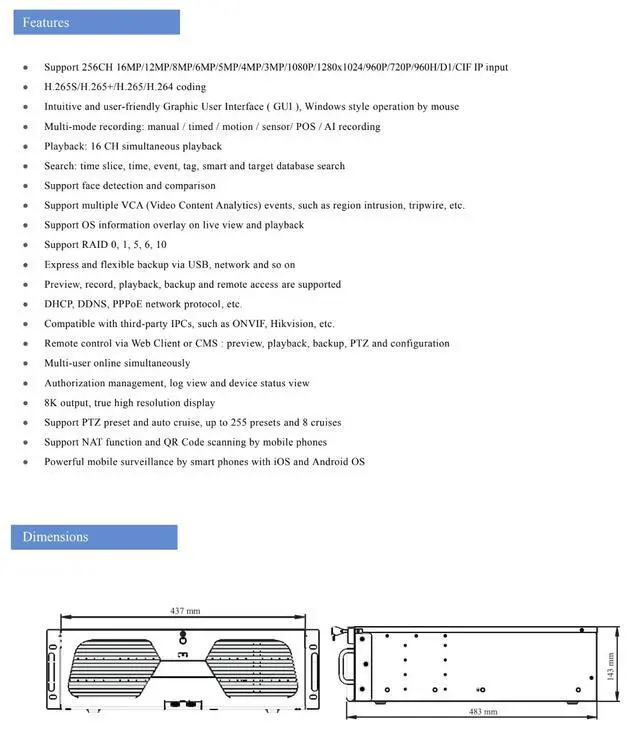 Alt view image 3 of 5 - ENS Titanium ED98256H5NV-A3H 256CH Enterprise NVR, 16-Bay 160TB Max, RAID 0/1/5/6/10, 8K HDMI Output, 768Mbps Bandwidth, H.265+, Face Recognition, 16CH Playback, ONVIF (NO HDD)