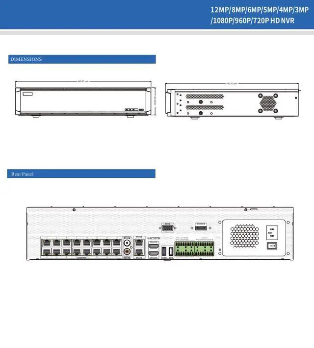 Alt view image 4 of 4 - ENS Titanium ED9732H5NV-16P-AN 32CH 4K PoE NVR, 16 Built-in PoE Ports, 8-Bay 80TB Max, H.265+, 4K HDMI, Face Recognition, License Plate Recognition, 16CH Playback (NO HDD)
