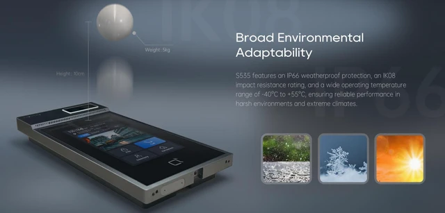 Alt view image 7 of 7 - Akuvox S535 Facial Recognition Video Door Phone, 5" Touchscreen, 1080p HDR Camera, Face/Card/PIN/BLE/QR Access, NFC & RFID Reader, Wiegand & RS485, SIP & ONVIF, PoE, IP66 IK08