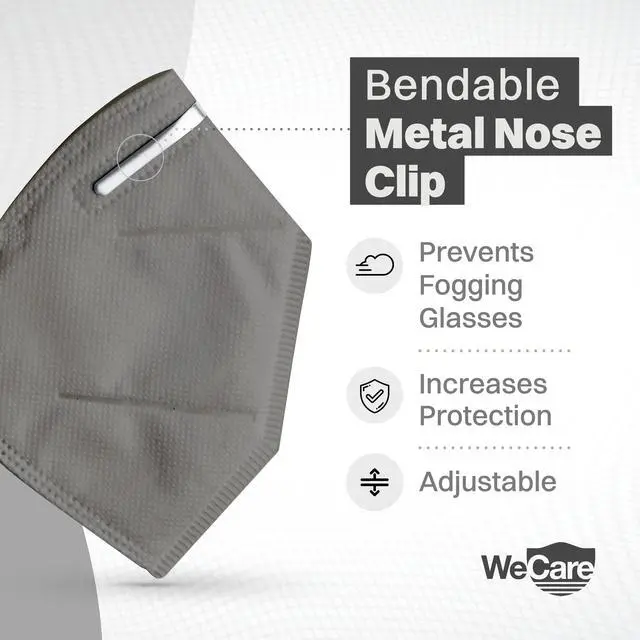 Alt view image 3 of 13 - WeCare Protective Disposable KN95 Face Mask, 5-Ply Layer (20 Individually Wrapped) - Dark Gray