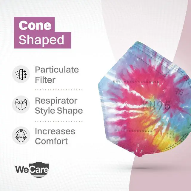 Main image of WeCare Protective Disposable KN95 Face Mask, 5-Ply Layer (20 Individually Wrapped) - Tie Dye