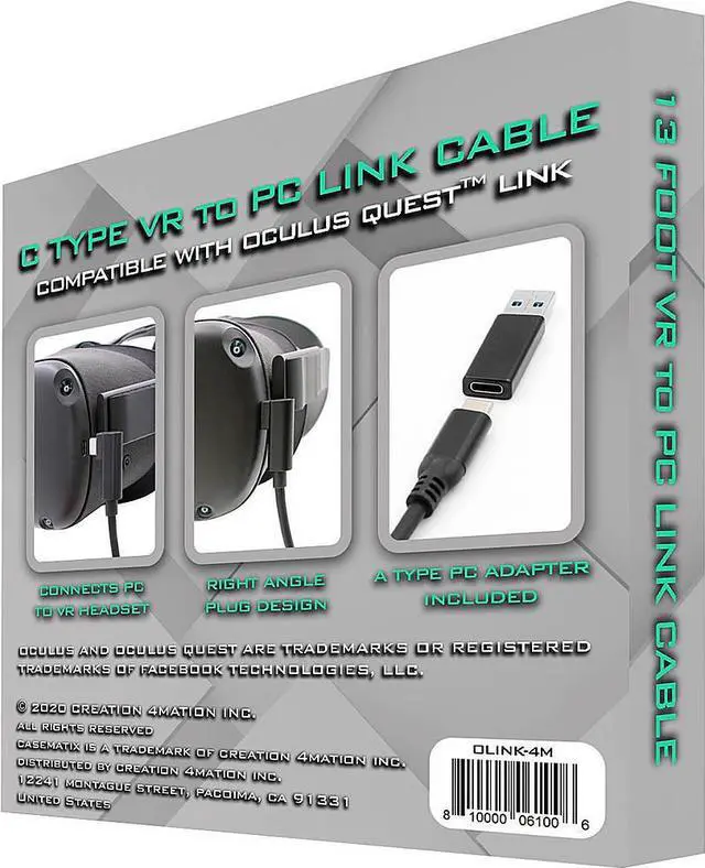 Alt view image 5 of 7 - CASEMATIX - 13’ Charge-And-Sync Cable For PC Gaming On Meta Quest 3S, 3, 2 and Pro VR Headset - Black