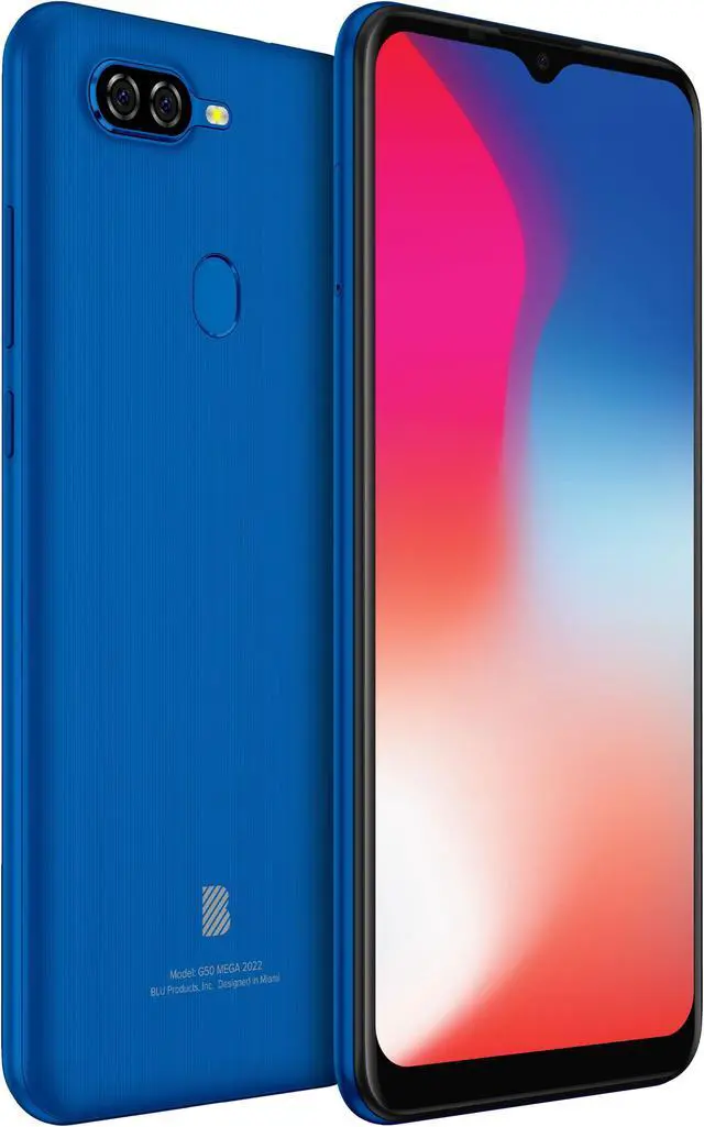 Alt view image 2 of 6 - BLU G50 Mega 2022 G0670WW 32GB Dual SIM GSM Unlocked Android Smartphone - Blue