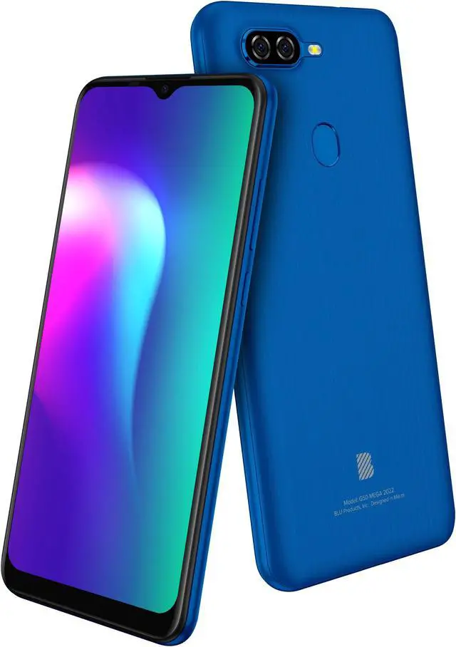 Alt view image 4 of 6 - BLU G50 Mega 2022 G0670WW 32GB Dual SIM GSM Unlocked Android Smartphone - Blue