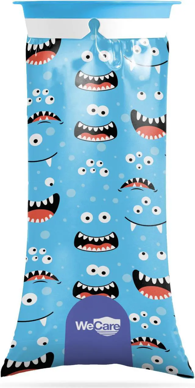 Alt view image 6 of 7 - WeCare Kids Disposable Emesis Bags For Nausea and Motion Sickness - Indivdually Wrapped - 20 Pack - Monster Print