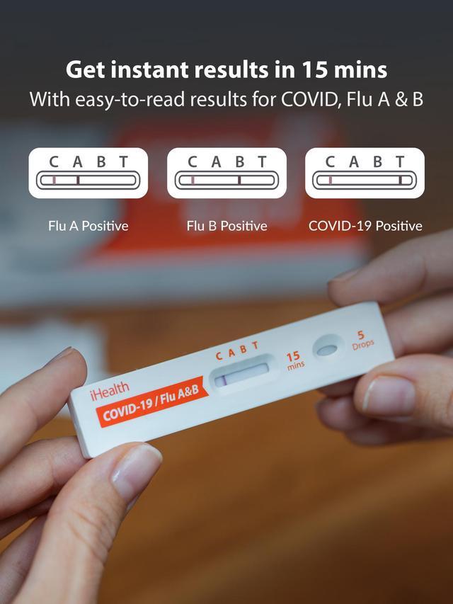 Alt view image 2 of 6 - iHealth® COVID-19/Flu A&B 3-in-1 Antigen Rapid Test, FDA Authorized (1 Pack, 2 Tests Total)