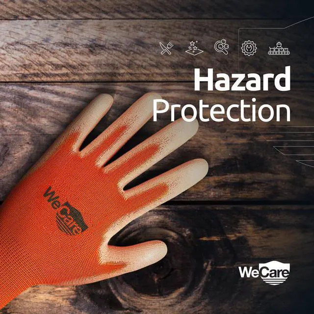 Alt view image 3 of 6 - WeCare Safety Work Gloves PU Coated, Superior Grip (Small) - 3-Pair - Orange