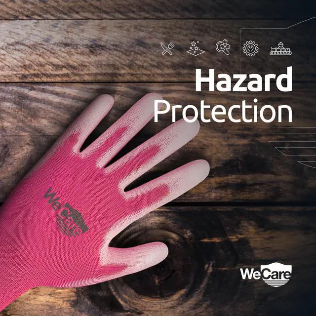 Alt view image 3 of 6 - WeCare Safety Work Gloves PU Coated, Superior Grip (Large) - 3-Pair - Pink