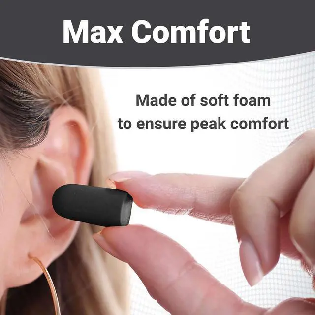 Alt view image 4 of 7 - WeCare Individually Wrapped Soft Foam Highest NRR 33dB Earplugs 30 Pairs - Black