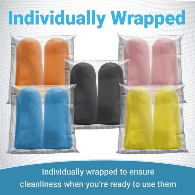 Alt view image 2 of 7 - WeCare Individually Wrapped Soft Foam Highest NRR 33dB Earplugs 30 Pairs - Blue