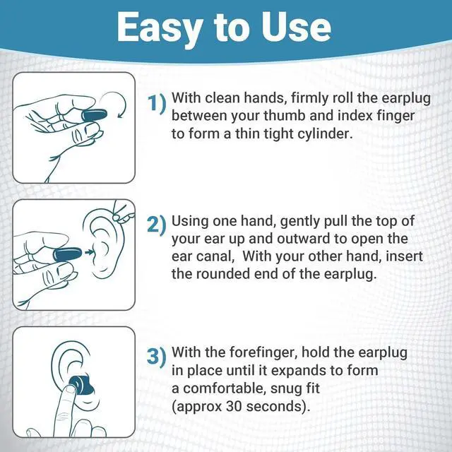 Alt view image 5 of 7 - WeCare Individually Wrapped Soft Foam Highest NRR 33dB Earplugs 30 Pairs - Blue