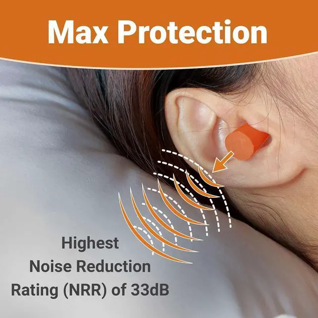 Alt view image 4 of 7 - WeCare Individually Wrapped Soft Foam Highest NRR 33dB Earplugs 30 Pairs - Orange