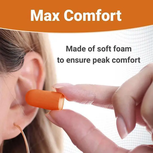 Alt view image 5 of 7 - WeCare Individually Wrapped Soft Foam Highest NRR 33dB Earplugs 30 Pairs - Orange