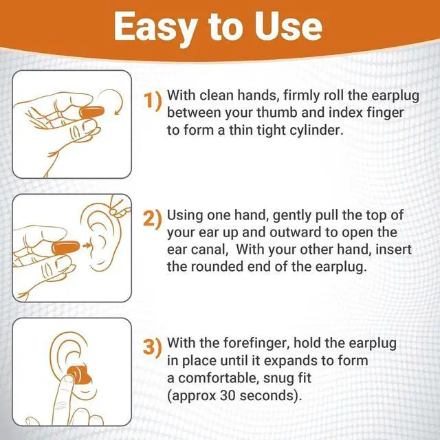 Alt view image 6 of 7 - WeCare Individually Wrapped Soft Foam Highest NRR 33dB Earplugs 30 Pairs - Orange