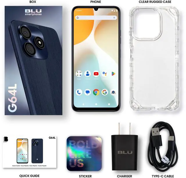Alt view image 6 of 13 - BLU G64L G0991WW 128GB Dual-SIM GSM Unlocked, Deep Blue