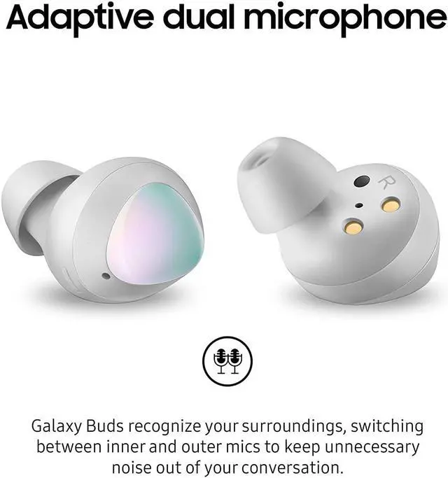 Alt view image 3 of 6 - Samsung Galaxy Buds R170N True Wireless Earbuds w/ Wireless Charging Case - Aura Glow Silver SM-R170NZWATTT-AG
