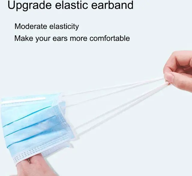 Alt view image 2 of 6 - Disposable Face Masks, Daily Protective Face Masks - Non-Medical Face Masks (50 pcs) - Blue