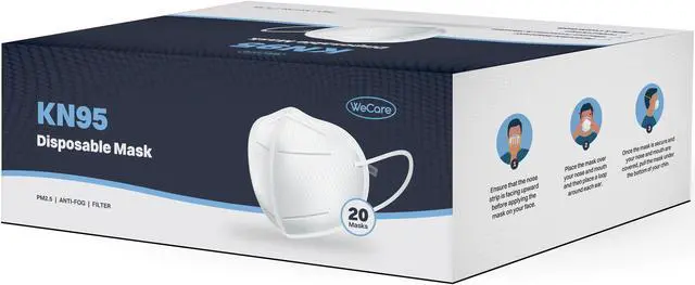 Main image of WeCare KN95 Protective Face Masks, White (Each Mask Individually-Packaged) - 20 Pack