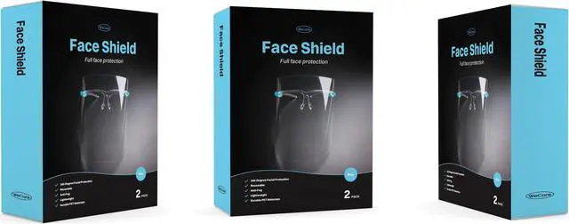 Alt view image 2 of 7 - WeCare Face Shield Blue Eyeglasses Frame - Full Face Protection - Pack of 2 (includes Cleaning Cloth)