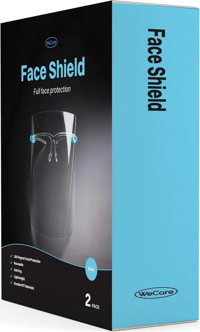 Alt view image 3 of 7 - WeCare Face Shield Blue Eyeglasses Frame - Full Face Protection - Pack of 2 (includes Cleaning Cloth)